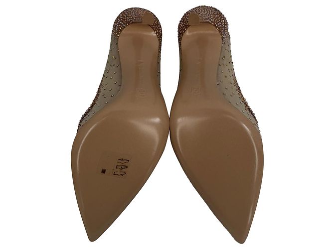 Gianvito Rossi Rania 105mm Strass-Pumps in Beige, Polyester - Ansicht 6