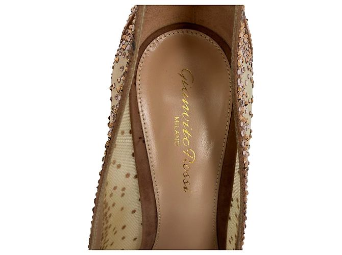 Gianvito Rossi Rania 105mm Strass-Pumps in Beige, Polyester - Ansicht 9