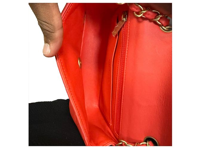 Timeless Borsa a tracolla Chanel Mini Classic Single Flap in pelle di agnello rossa Rosso Bordò - vista 10