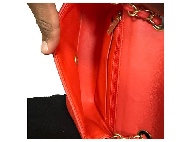 Timeless Borsa a tracolla Chanel Mini Classic Single Flap in pelle di agnello rossa Rosso Bordò - vista 4
