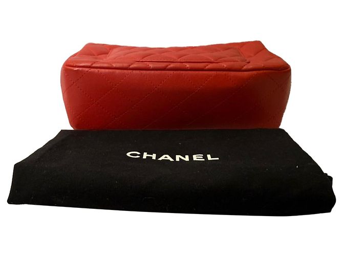 Timeless Borsa a tracolla Chanel Mini Classic Single Flap in pelle di agnello rossa Rosso Bordò - vista 7