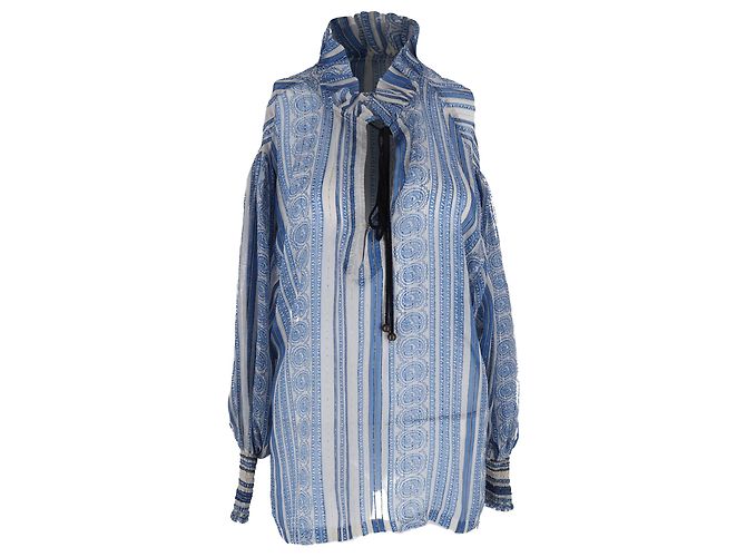 Autre Marque Top con botones estampado en seda azul claro Zimmermann - vista 2
