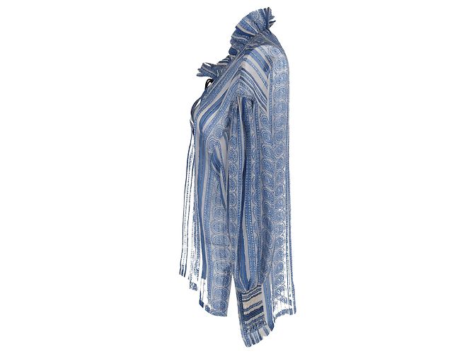 Autre Marque Top con botones estampado en seda azul claro Zimmermann - vista 3