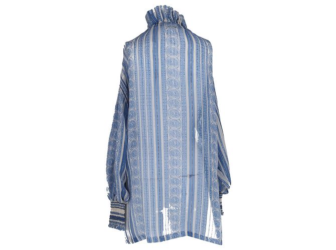 Autre Marque Top con botones estampado en seda azul claro Zimmermann - vista 4