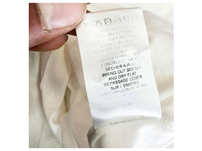 Camiseta de malha com decote em V e botões frontais Balmain em algodão bege Branco Cru - vista 8