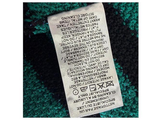 Balmain Gestreifter Cardigan mit langem Gürtel aus grüner Viskose - Ansicht 9