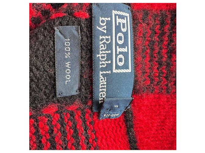 Polo Ralph Lauren Karo-Cardigan aus roter Wolle - Ansicht 3