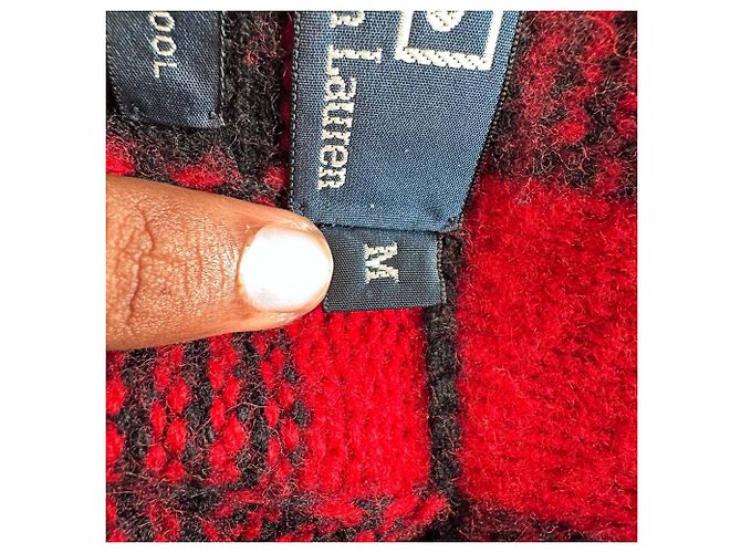 Polo Ralph Lauren Karo-Cardigan aus roter Wolle - Ansicht 5