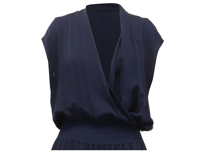 Tuta Theory con scollo a V in seta blu navy - vista 2