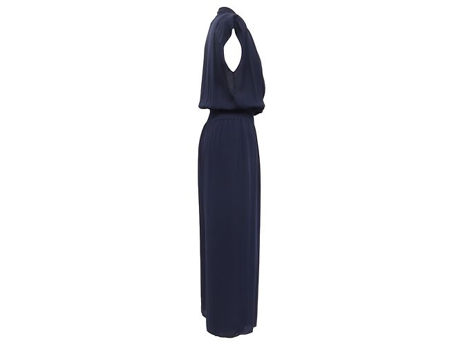 Tuta Theory con scollo a V in seta blu navy - vista 3