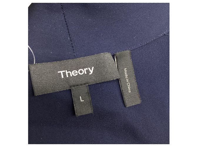 Tuta Theory con scollo a V in seta blu navy - vista 6
