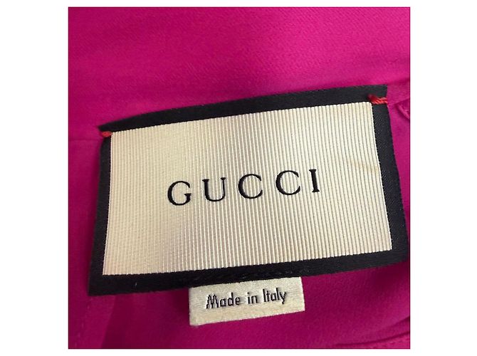 Gucci Button Down Bow Blouse in Pink Silk Brown - view 4