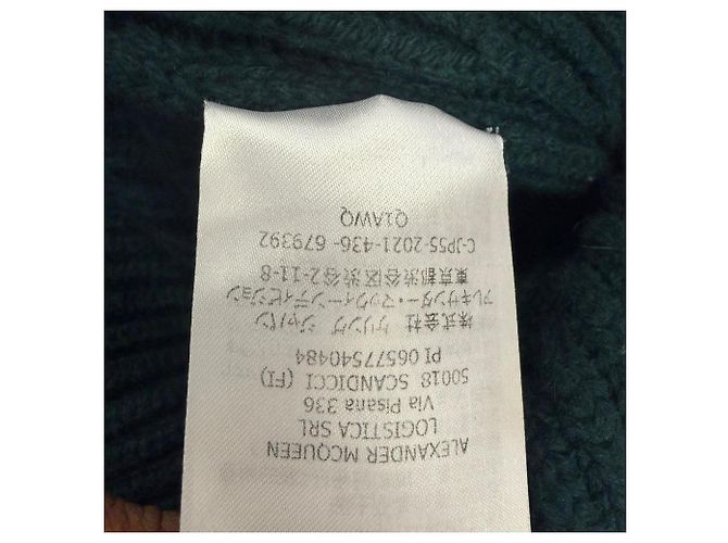 Vestido midi acanalado en lana verde Alexander McQueen - vista 10