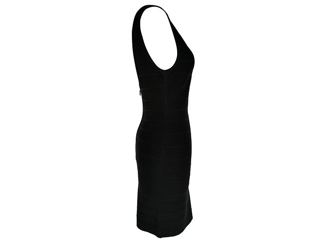Mini abito bandage Herve Leger in rayon nero - vista 2