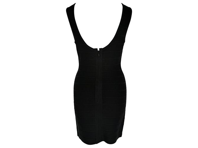 Mini abito bandage Herve Leger in rayon nero - vista 3