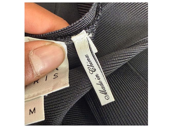 Mini abito bandage Herve Leger in rayon nero - vista 5