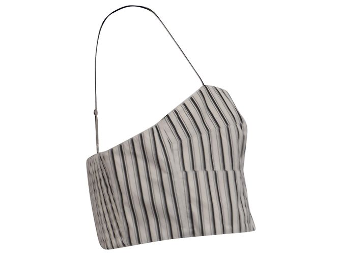 Top bustier corto a righe Theory in cotone bianco - vista 2