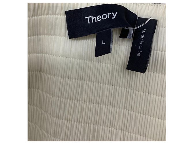 Top bustier corto a righe Theory in cotone bianco - vista 5