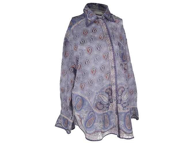 Camisa Vitali de seda con estampado paisley de Zimmermann Azul Azul claro - vista 4