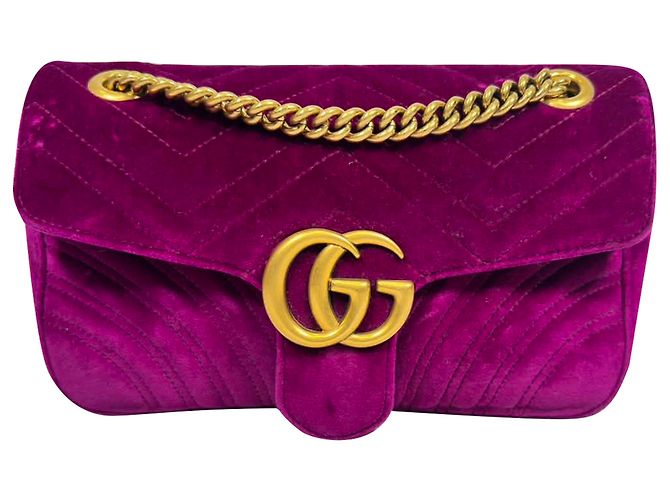 Borsa a tracolla Gucci GG Marmont Small in velluto viola Porpora - vista 2