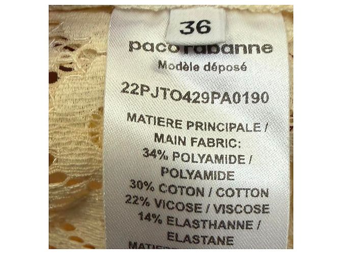 Falda midi de encaje Paco Rabanne en poliamida amarilla - vista 6