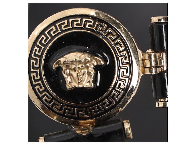 Sandali slide Versace Medusa Logo-Plaque in pelle nera Nero - vista 11