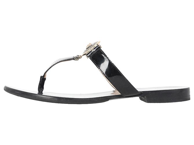Sandali slide Versace Medusa Logo-Plaque in pelle nera Nero - vista 2