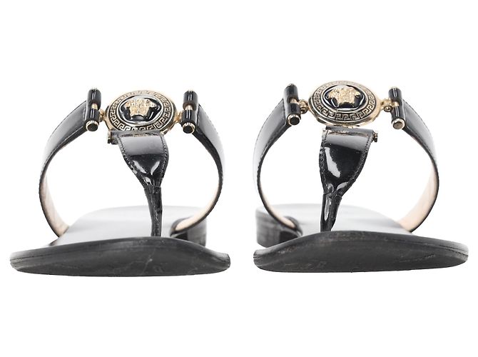Sandali slide Versace Medusa Logo-Plaque in pelle nera Nero - vista 4
