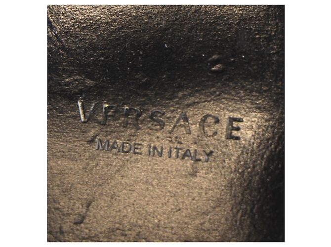 Sandali slide Versace Medusa Logo-Plaque in pelle nera Nero - vista 8