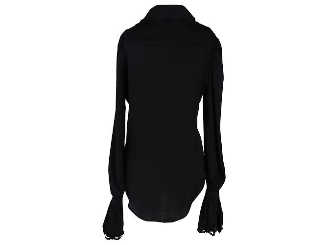 Paco Rabanne Bluse mit weiten Ärmeln aus schwarzem Polyester - Ansicht 4