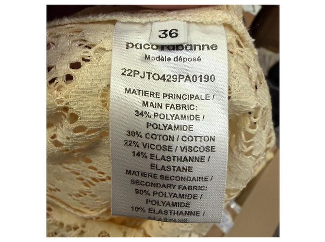 Paco Rabanne Rollkragen-Top mit Spitzenmuster in Gelb, Polyamid - Ansicht 3