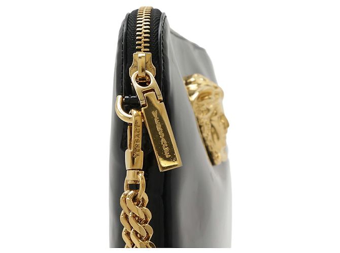 Clutch in pelle lucida Versace Nero - vista 5