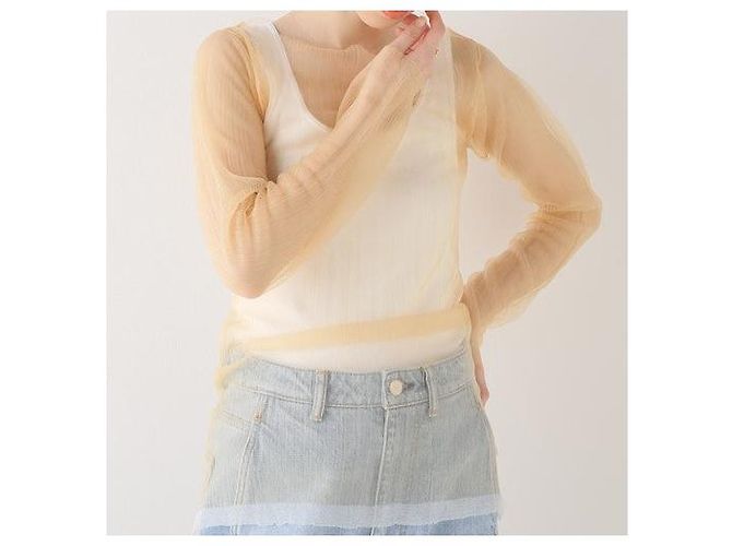Autre Marque Top in nylon e poliestere trasparente con scollo a barca JANE SMITH Beige - vista 3