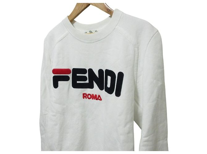 Fendi FILA Collaboration Logo Baumwoll-Sweatshirt Weiß - Ansicht 3