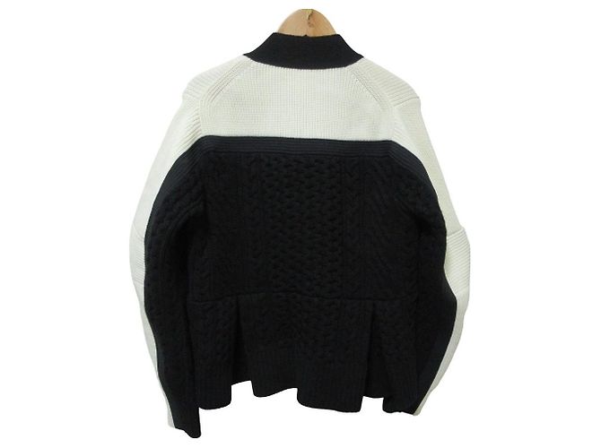 Sacai Cable Knit Docking Strickjacke Schwarz - Ansicht 2