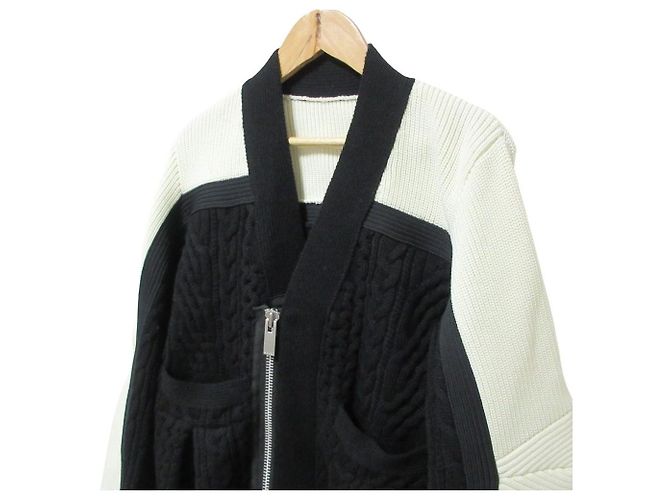 Sacai Cable Knit Docking Strickjacke Schwarz - Ansicht 4