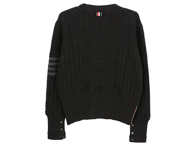 Thom Browne A-Linien Strickjacke mit Zopfmuster Braun - Ansicht 2