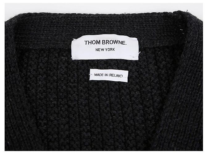 Thom Browne A-Linien Strickjacke mit Zopfmuster Braun - Ansicht 4