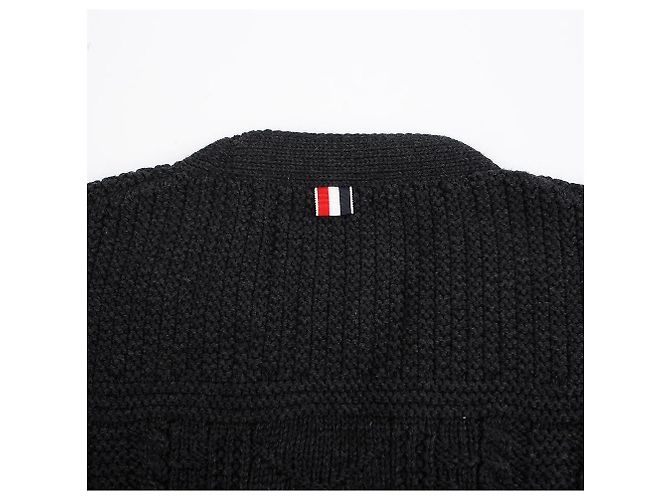 Thom Browne A-Linien Strickjacke mit Zopfmuster Braun - Ansicht 7