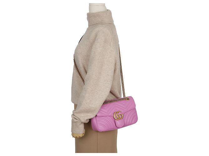 Gucci Piccola borsa a tracolla GG Marmont con catena Porpora - vista 11