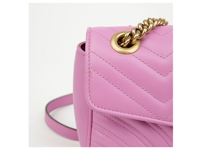 Gucci Piccola borsa a tracolla GG Marmont con catena Porpora - vista 4