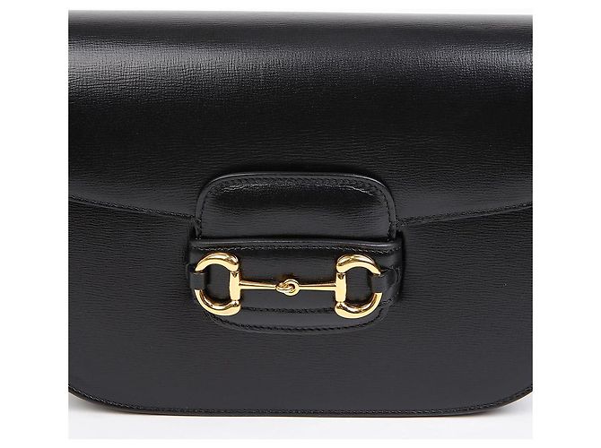 Horsebit 1955 Gucci Piccola borsa a tracolla in pelle Horsebit nera Nero - vista 2