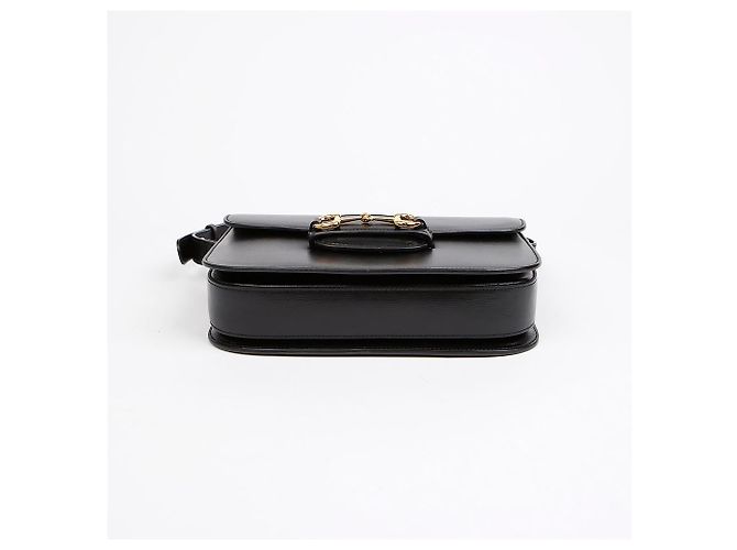 Horsebit 1955 Gucci Piccola borsa a tracolla in pelle Horsebit nera Nero - vista 6