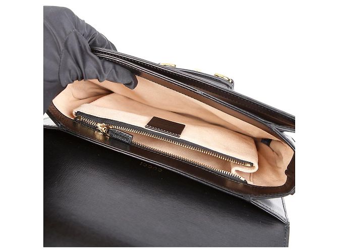 Horsebit 1955 Gucci Piccola borsa a tracolla in pelle Horsebit nera Nero - vista 9