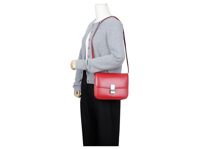 Céline Piccola borsa a tracolla in pelle Classic Box Rosso Argento - vista 15