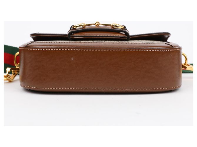 Horsebit 1955 Gucci Petit sac à bandoulière Horsebit GG Marron - vue 6