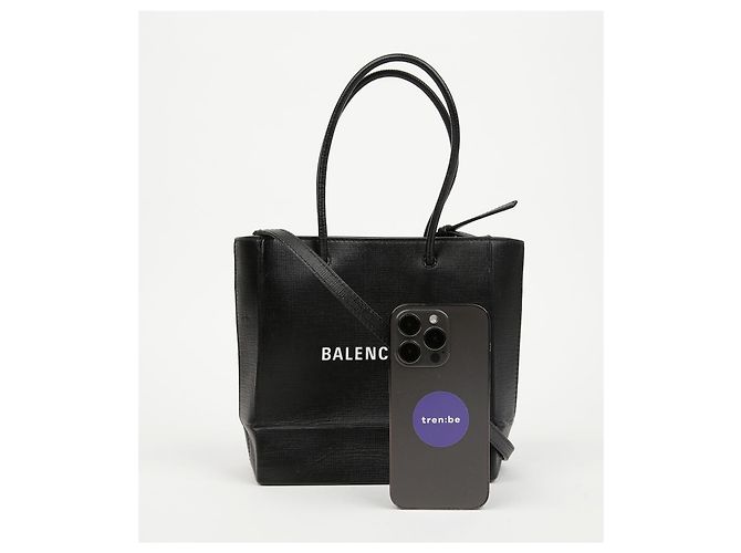 Balenciaga Borsa Tote in pelle North South XXS Nera Nero - vista 10