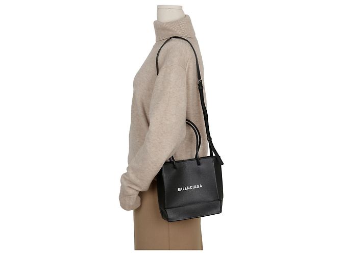 Balenciaga Borsa Tote in pelle North South XXS Nera Nero - vista 12