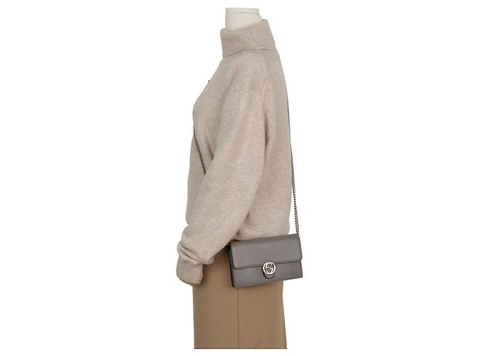 Gucci Interlocking Mini Wallet Chain Bag Grau Braun - Ansicht 12