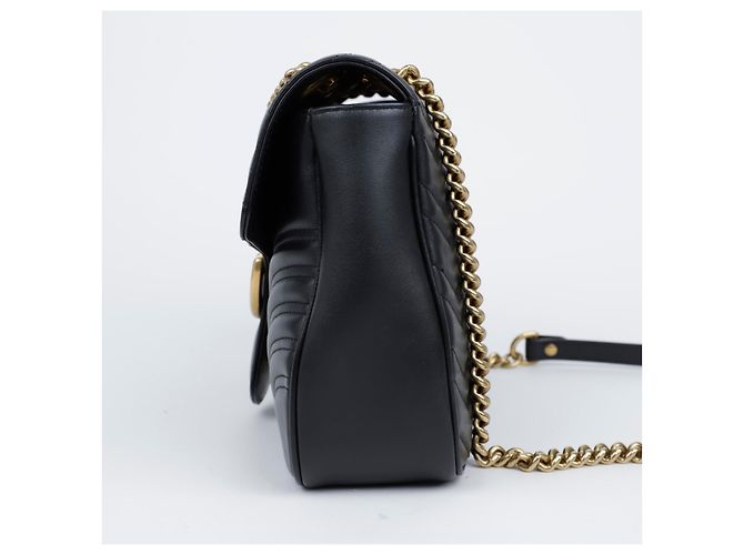 Gucci Borsa a tracolla GG Marmont Matelassé in pelle Medium con catena Nero - vista 4